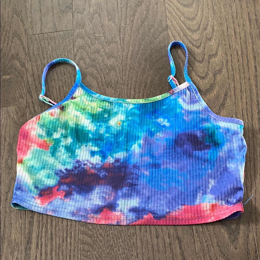 SHEIN Blue and Green Camisole with Tie-Dye Design